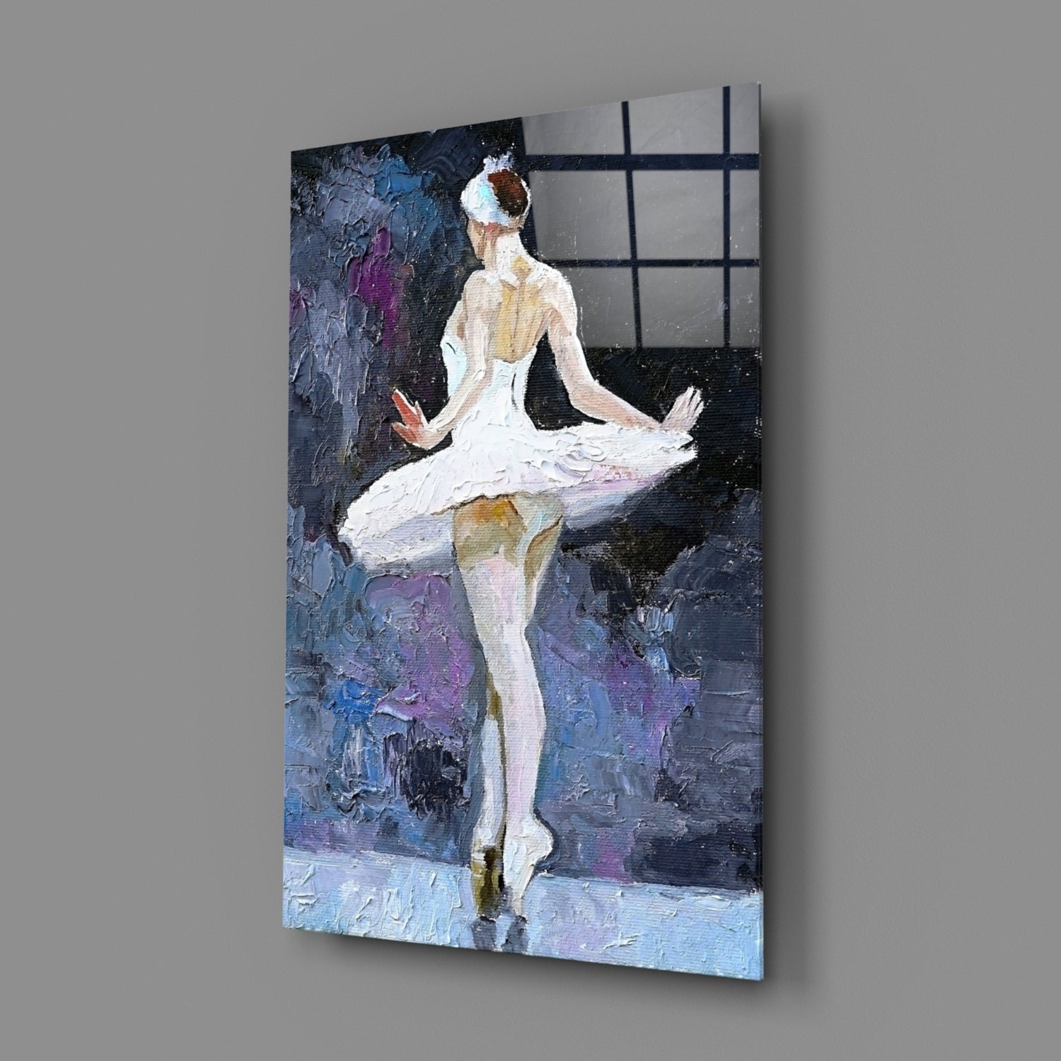 Palette Knife White Tutu Ballerina Glass Wall Art