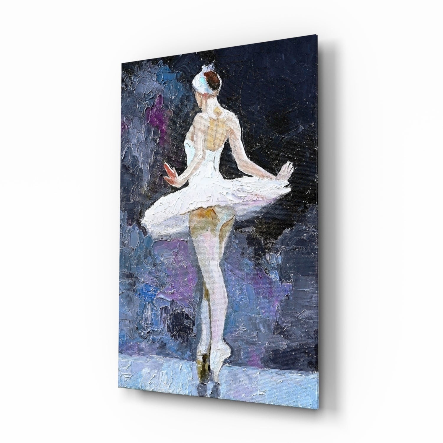 Palette Knife White Tutu Ballerina Glass Wall Art