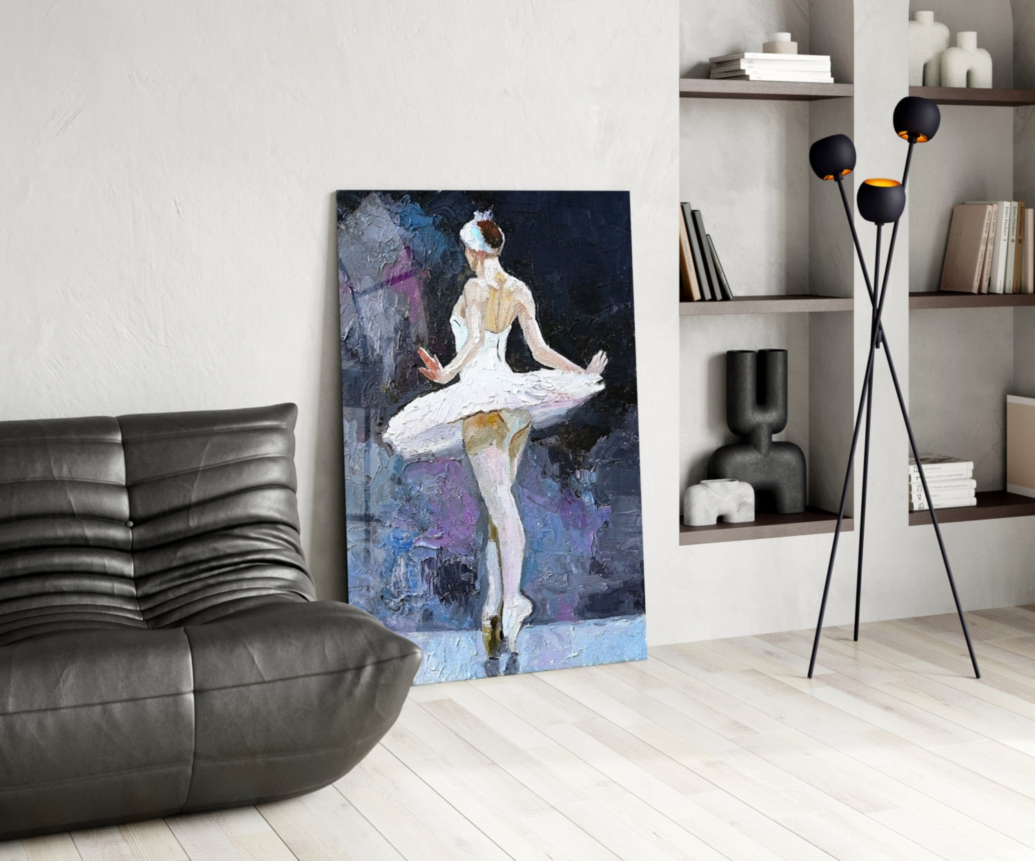 Palette Knife White Tutu Ballerina Glass Wall Art