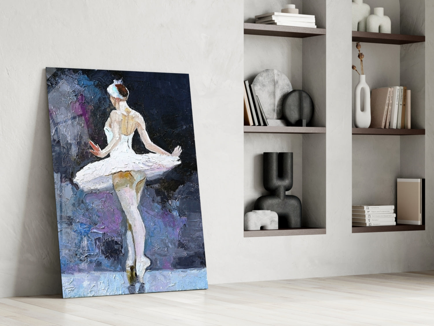Palette Knife White Tutu Ballerina Glass Wall Art