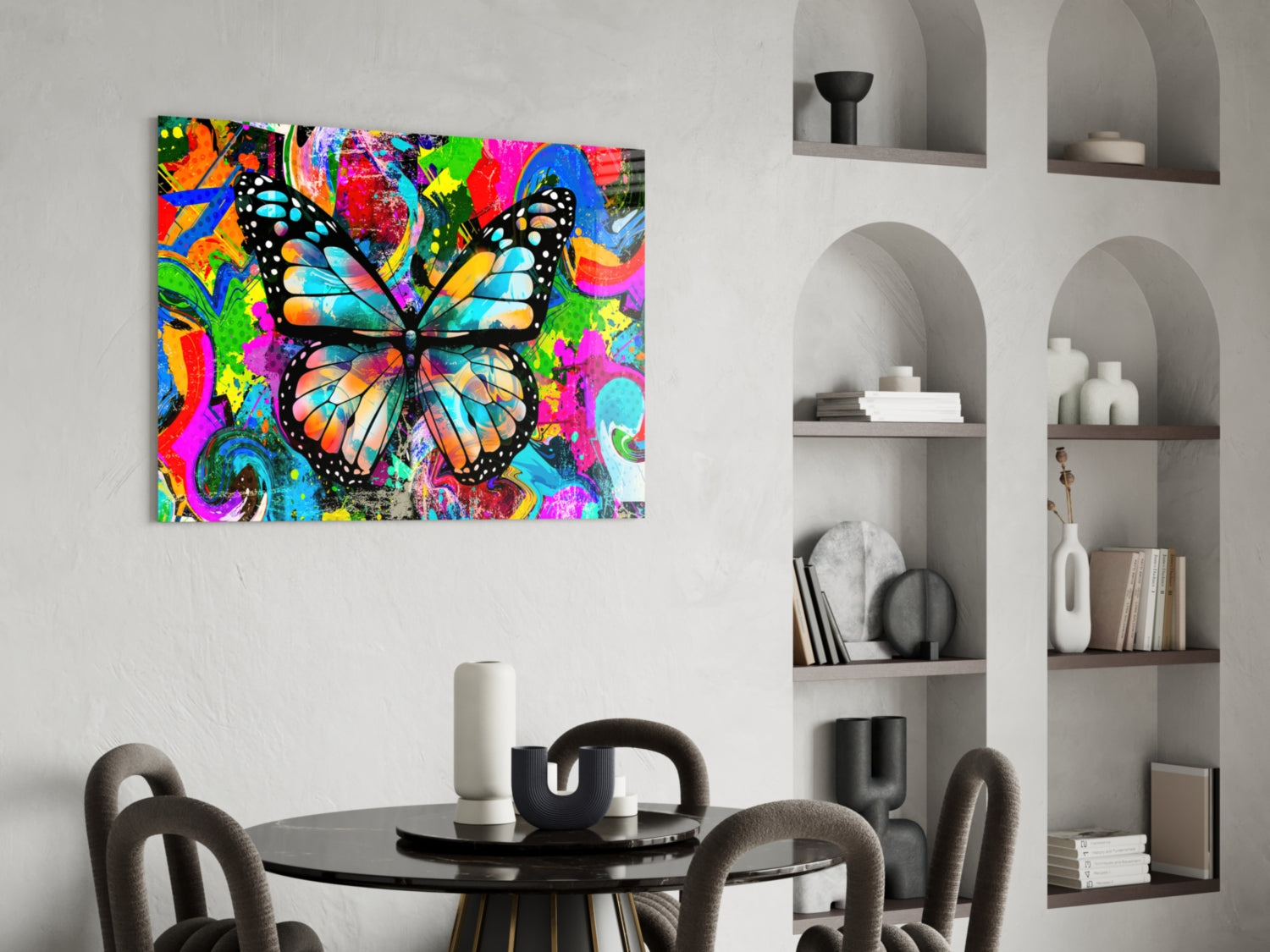 Graffiti Pop Art Butterfly Glass Wall Art