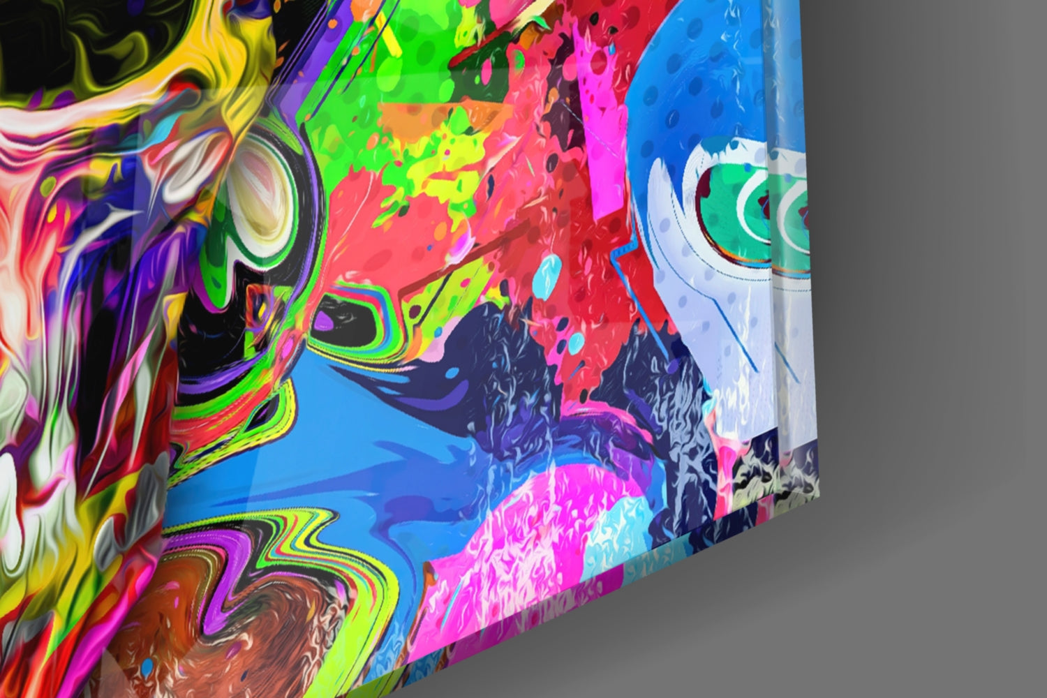 Neon Graffiti Pop Art Skull Glass Wall Art