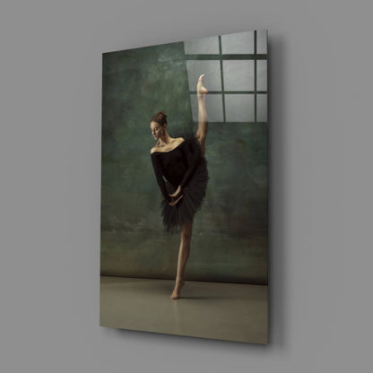 Vertical Split Black Tutu Ballerina Glass Wall Art