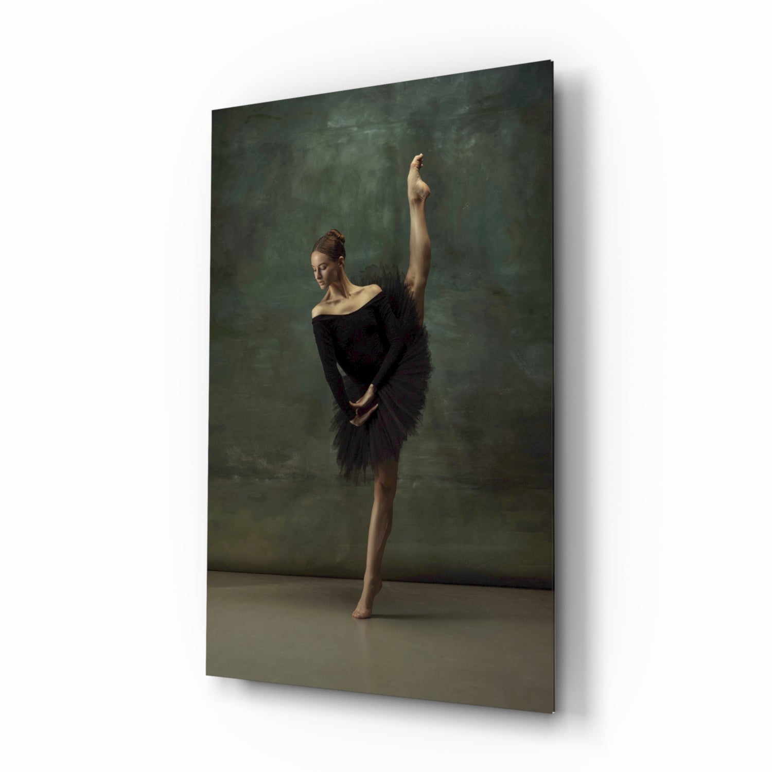 Vertical Split Black Tutu Ballerina Glass Wall Art