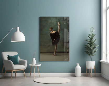 Vertical Split Black Tutu Ballerina Glass Wall Art