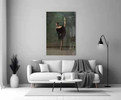 Vertical Split Black Tutu Ballerina Glass Wall Art