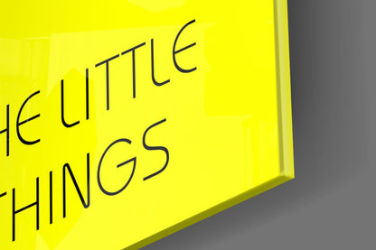 Bold Enjoy Typography On Yellow Glass Wall Art