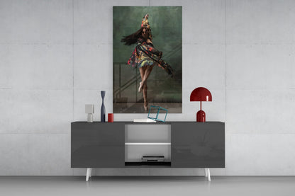 Spinning Floral Dress Ballerina Glass Wall Art