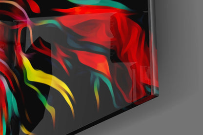 Vivid Neon Pop Art Lion Glass Wall Art