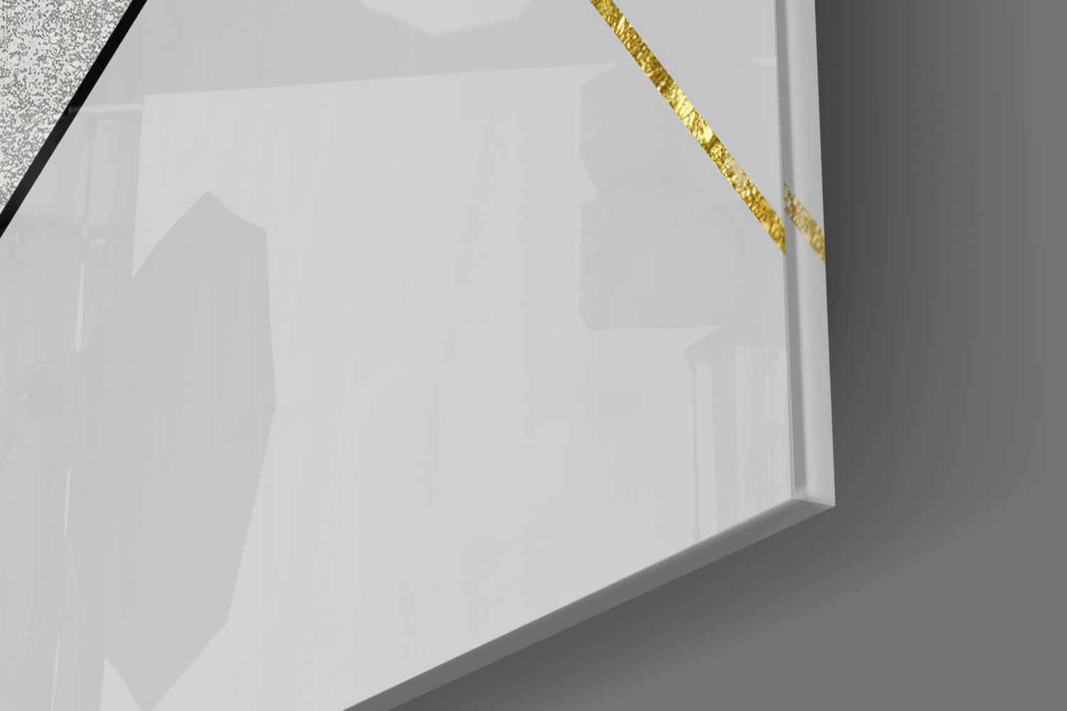 Gold and Emerald Diamond Geometry Glass Wall Art