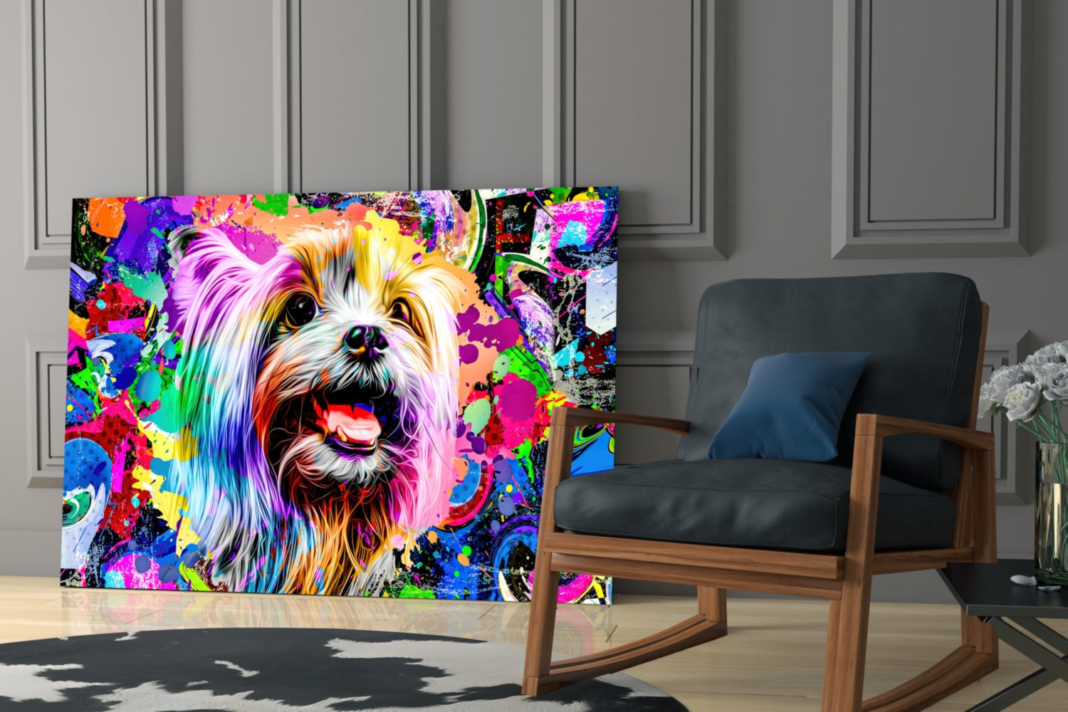 Happy Puppy Glass Wall Art