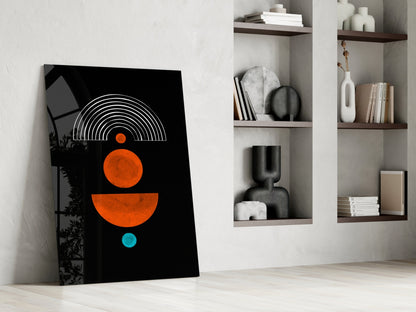 Orange Sun and Half Moon Arch Glass Wall Art