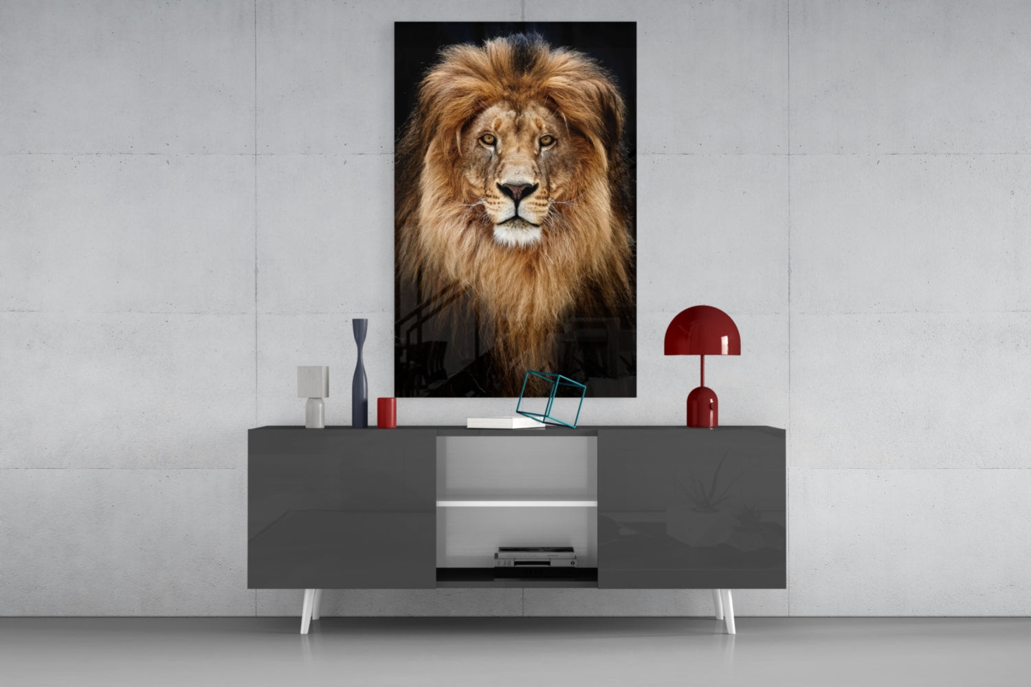 Majestic Windswept Mane Lion Glass Wall Art