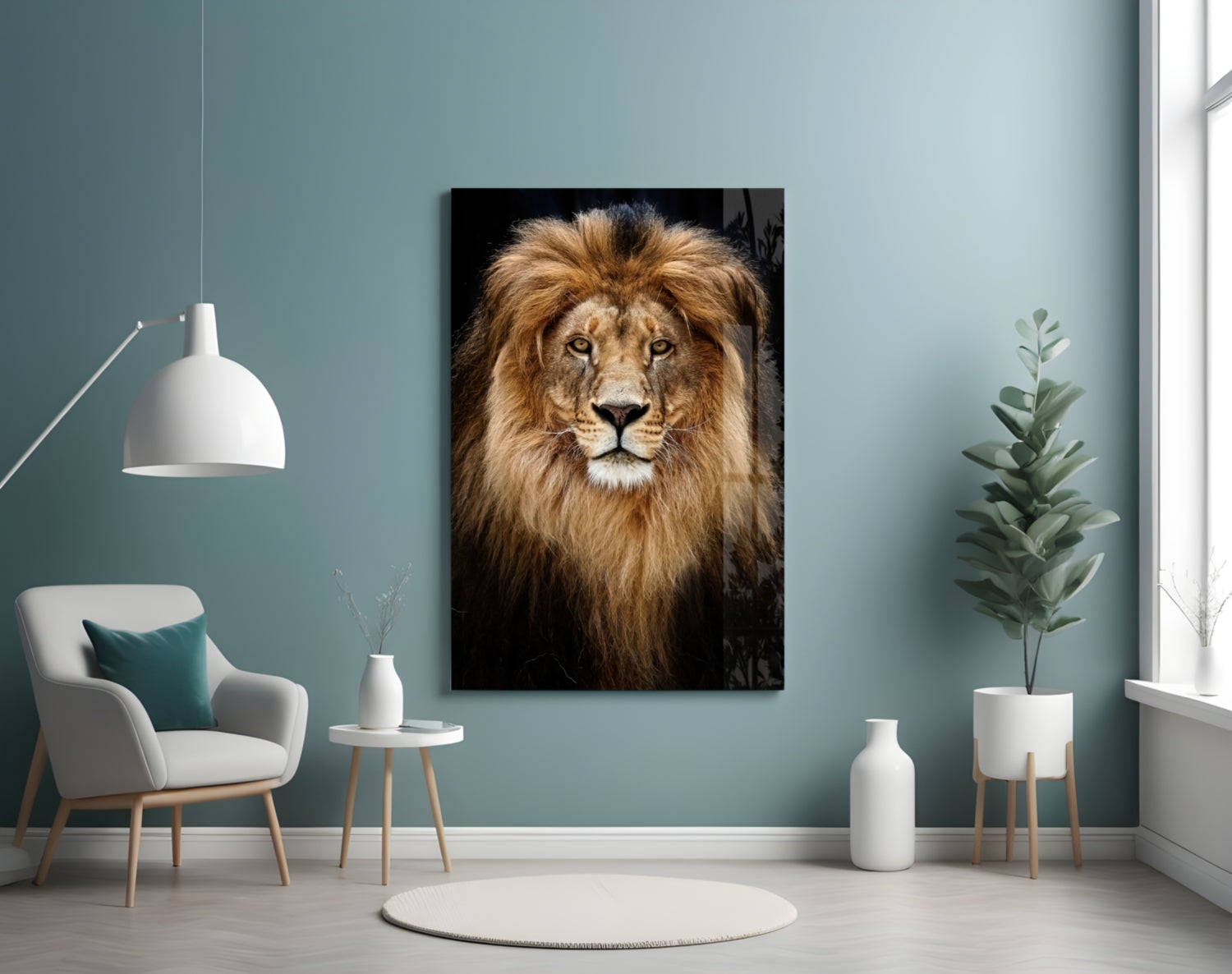 Majestic Windswept Mane Lion Glass Wall Art
