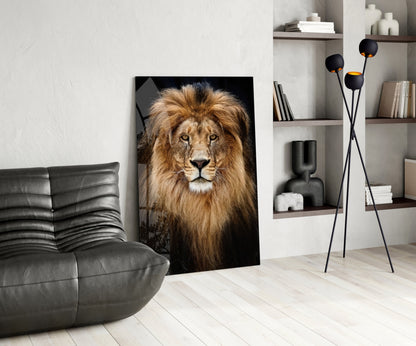 Majestic Windswept Mane Lion Glass Wall Art