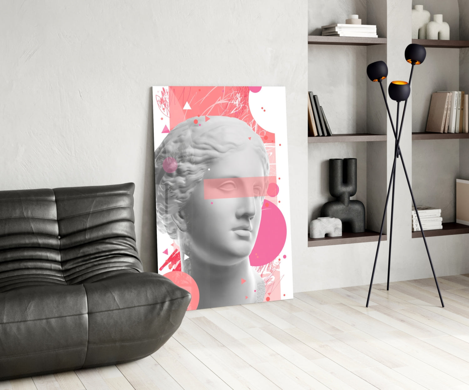 Pink Geometric Venus Bust Collage Glass Wall Art
