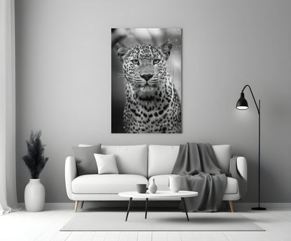 Bold Stare Leopard Portrait Glass Wall Art