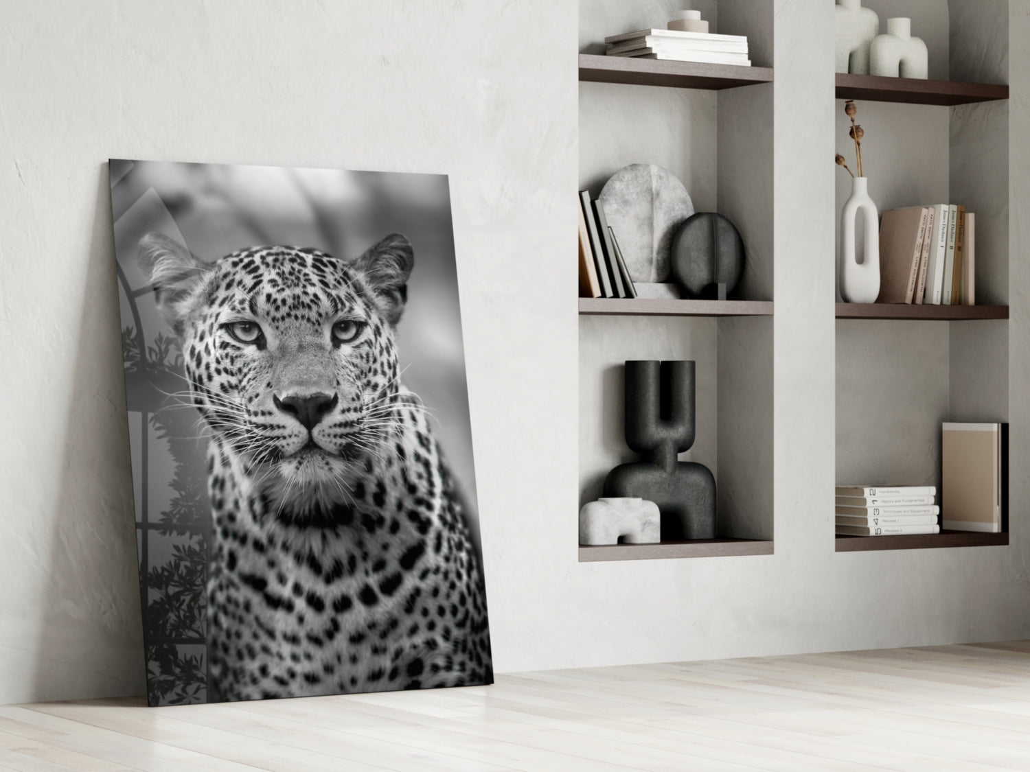 Bold Stare Leopard Portrait Glass Wall Art