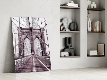 Purple Bridge Walkway View Glass Wall Art