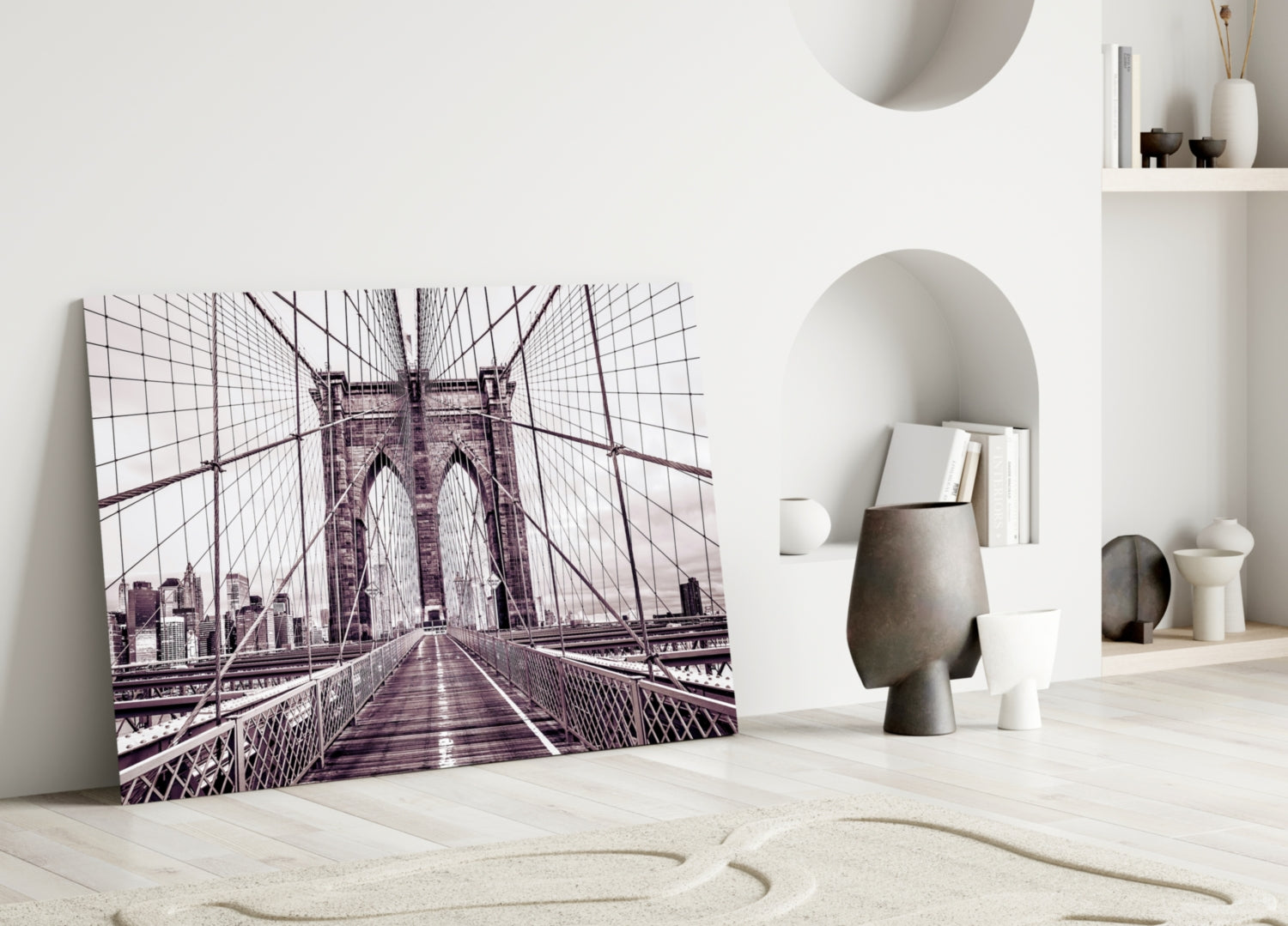 Vintage Bridge Walkway Symmetry Glass Wall Art