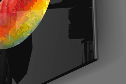 Fiery Red And Yellow Stylized Ganesha Glass Wall Art