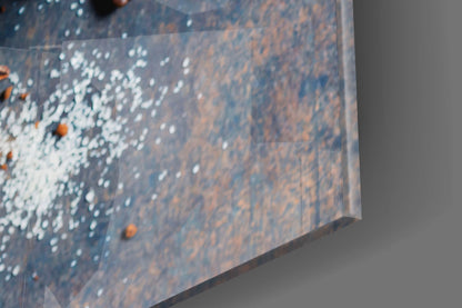 Blue Table Coffee Beans And Star Anise Glass Wall Art