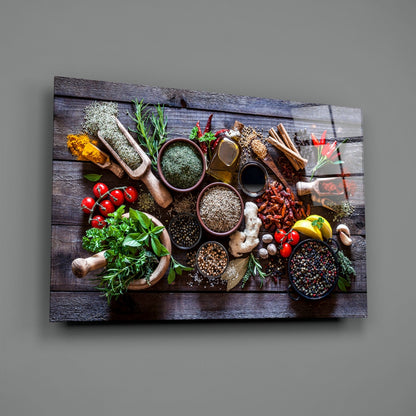 Rustic Wood Herbs And Spices Mortar Glass Wall Art