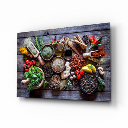 Rustic Wood Herbs And Spices Mortar Glass Wall Art