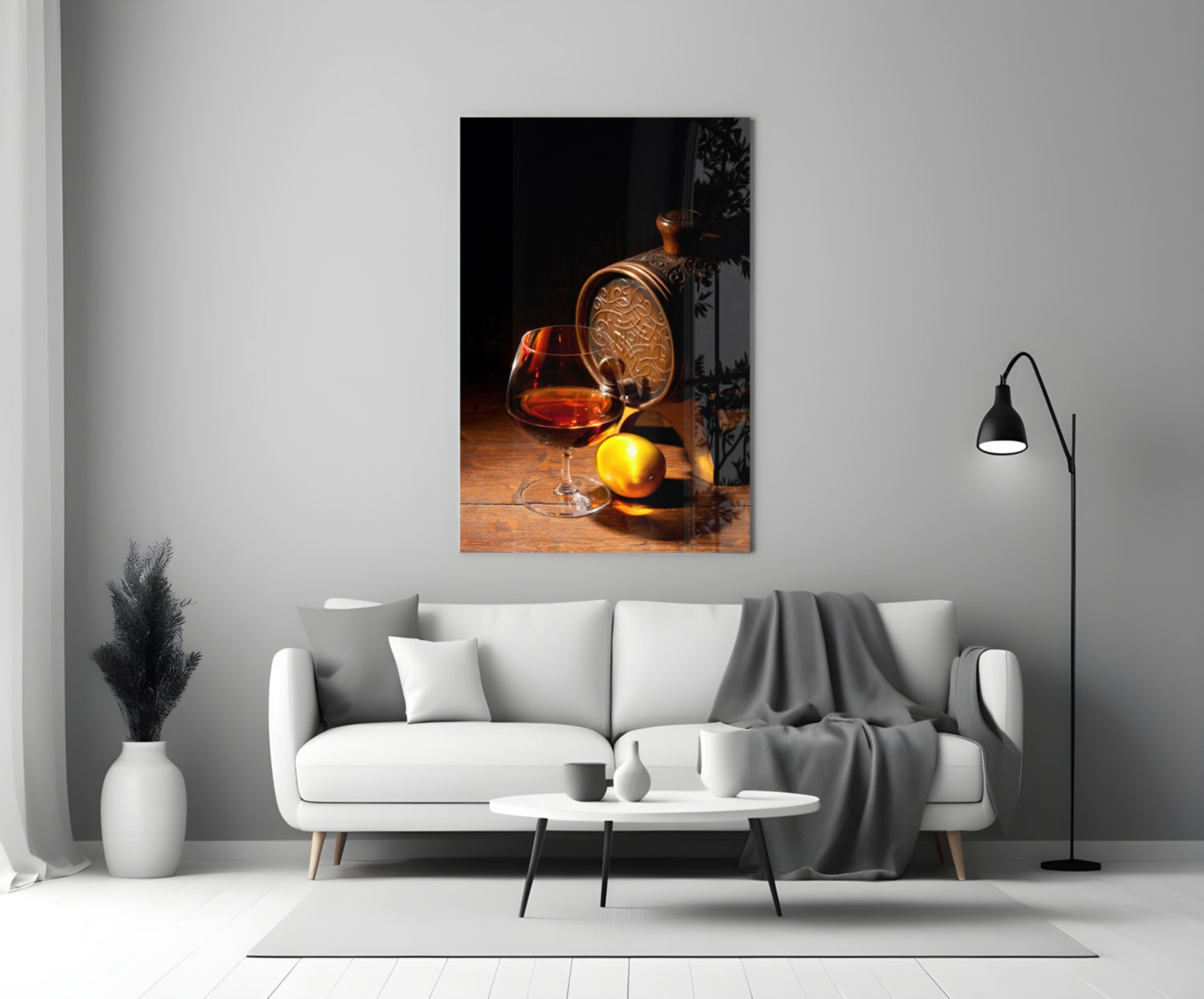 Brandy Snifter With Oak Barrel and Lemon Glass Wall Art