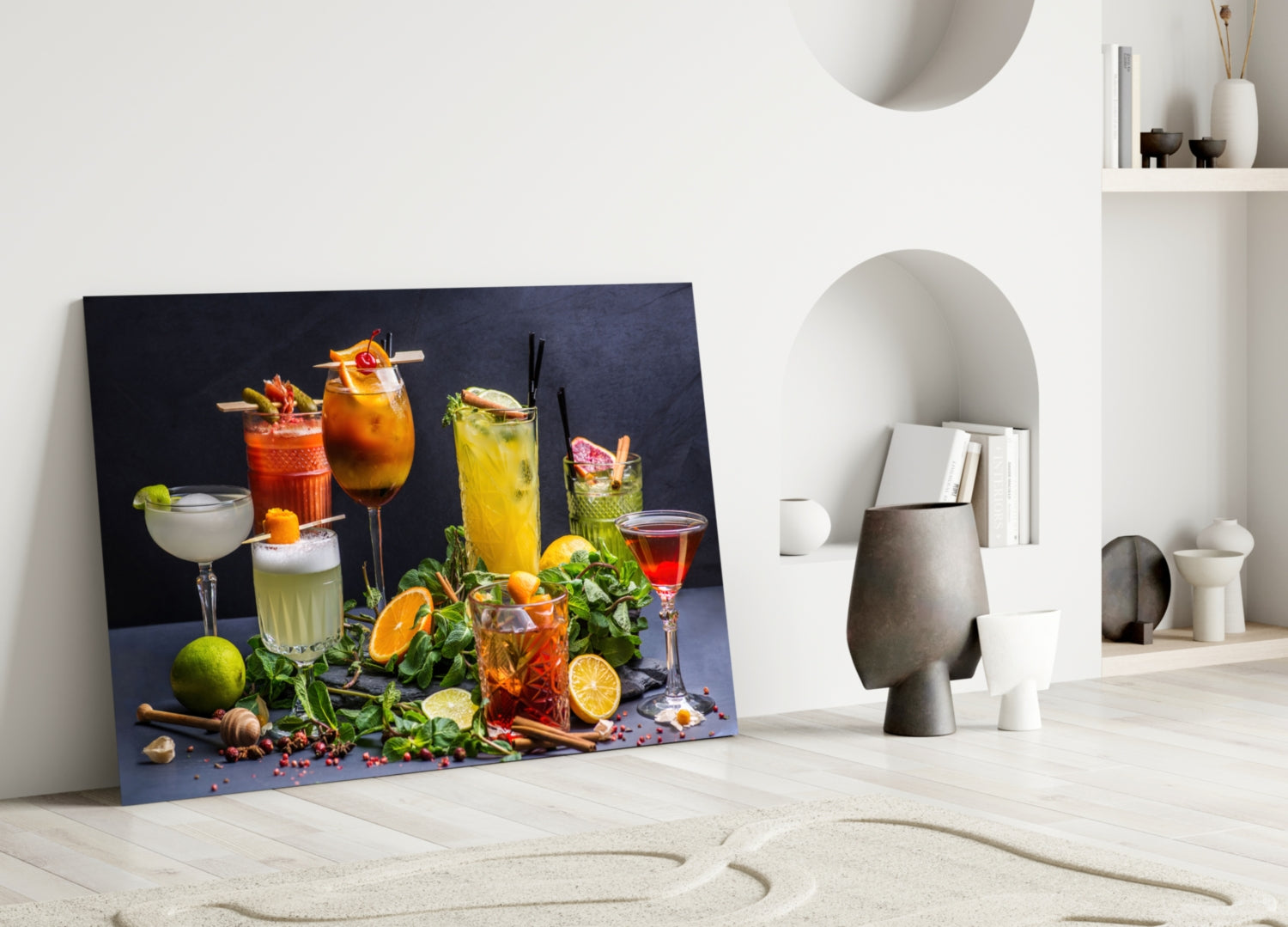 Citrus And Herb Bar Spread Cocktails Glass Wall Art