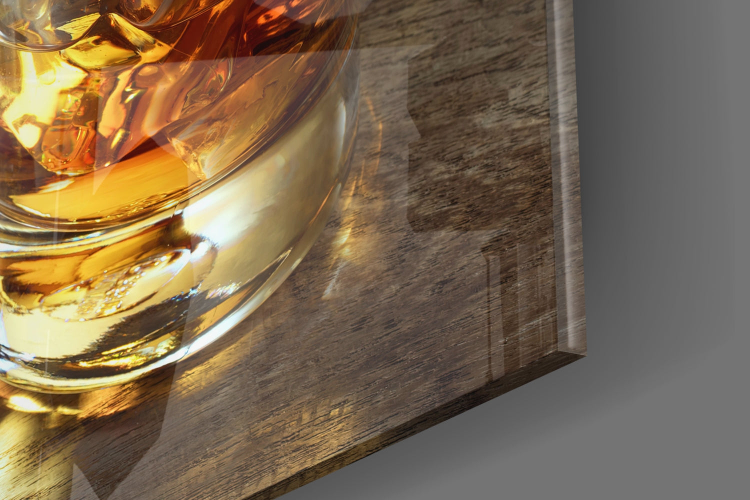 Amber Decanter And Two Whiskey Glasses Glass Wall Art