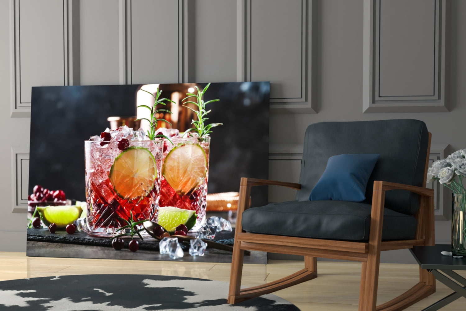 Cranberry Lime Rosemary Cocktails Glass Wall Art