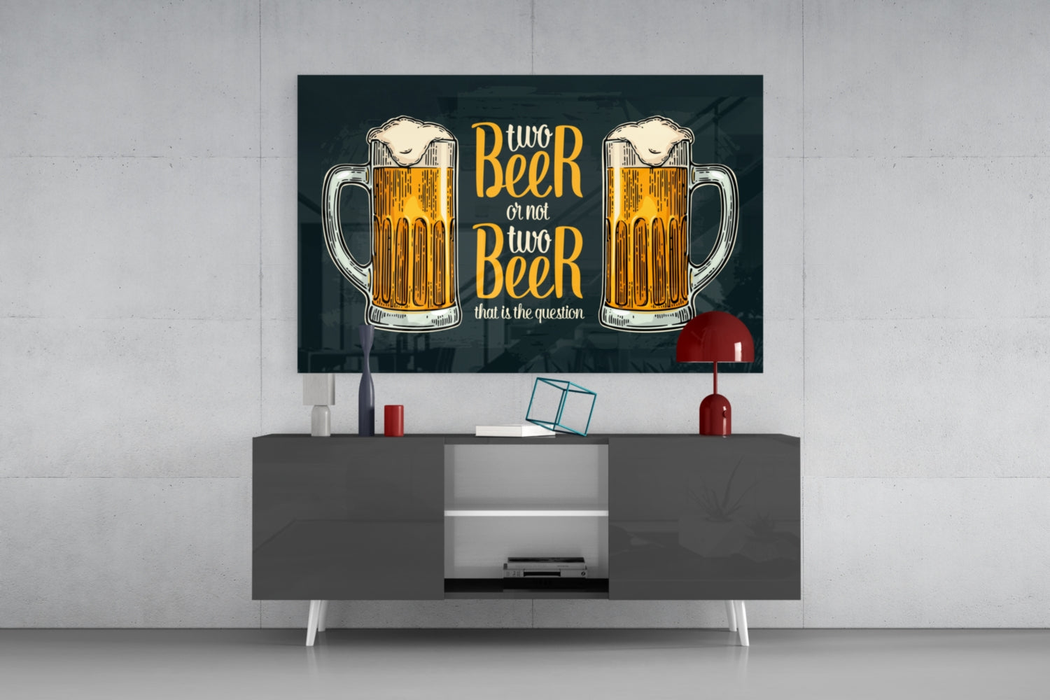 Two Beer Or Not Two Beer Pub Quote Glass Wall Art