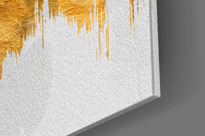 Gold Brushstroke Backdrop Shark Glass Wall Art
