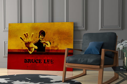 Red Banner Open Palm Martial Artist Glass Wall Art