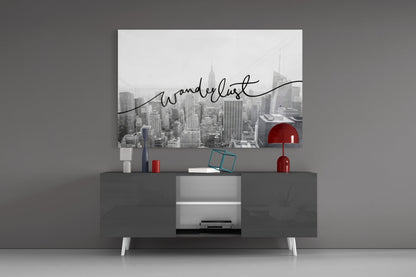 Black And White Skyline Wanderlust Glass Wall Art