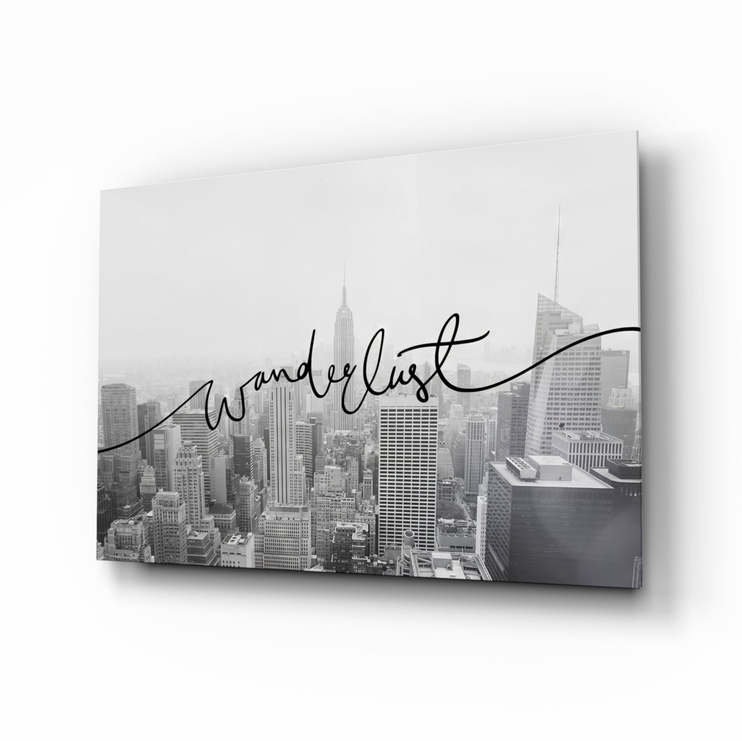 Black And White Skyline Wanderlust Glass Wall Art