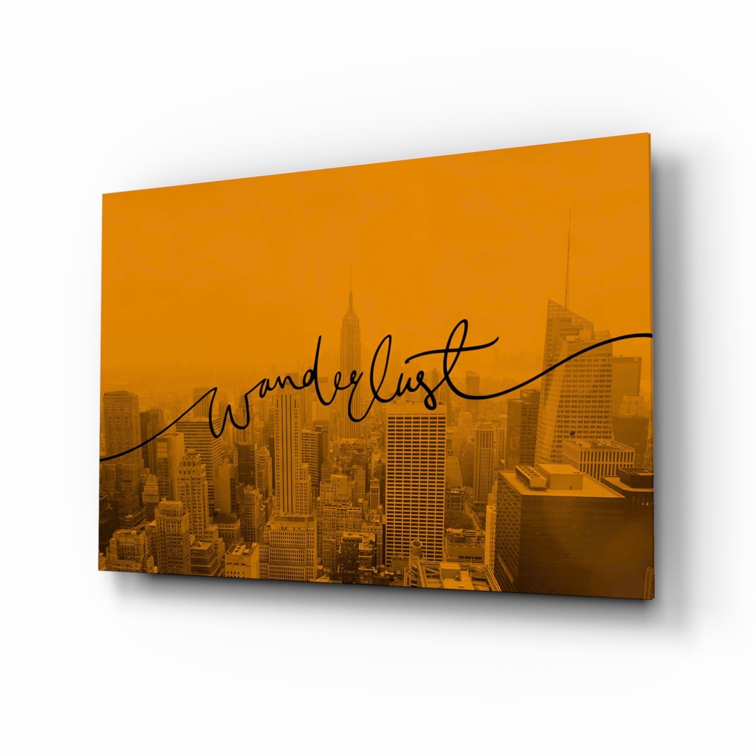 Amber Sunset Skyline Wanderlust Glass Wall Art