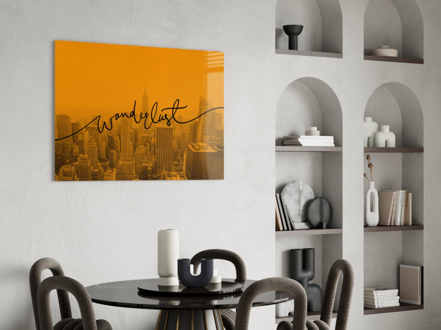 Amber Sunset Skyline Wanderlust Glass Wall Art