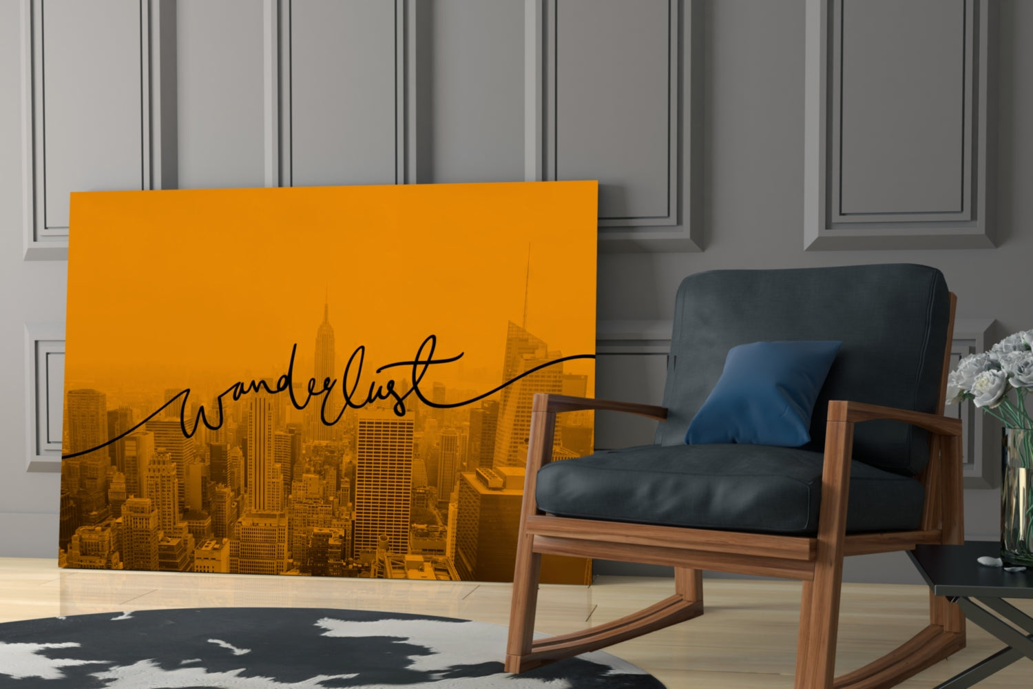 Amber Sunset Skyline Wanderlust Glass Wall Art