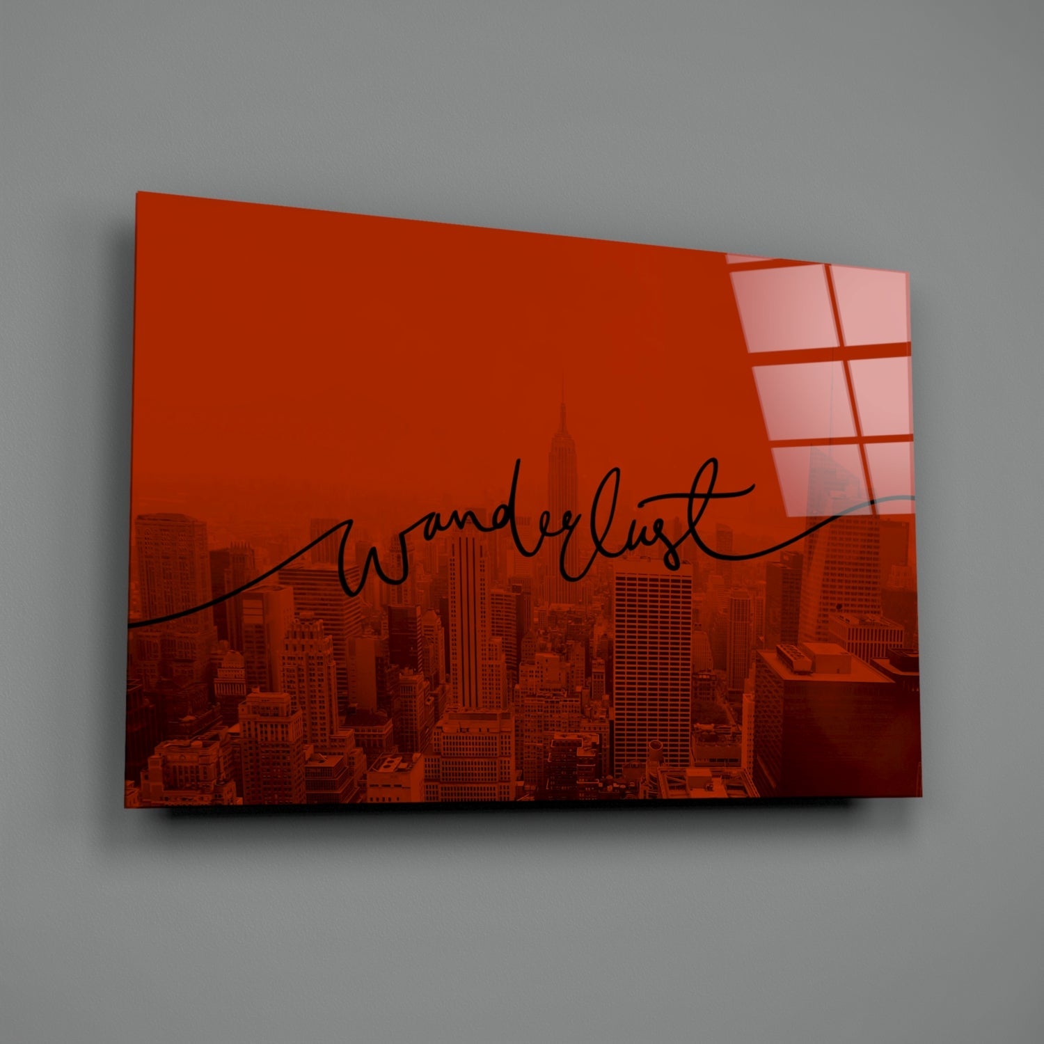 Deep Red City Haze Wanderlust Glass Wall Art