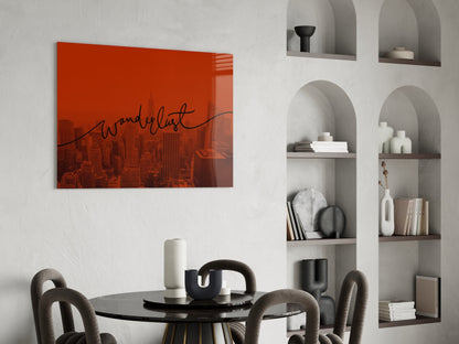 Deep Red City Haze Wanderlust Glass Wall Art