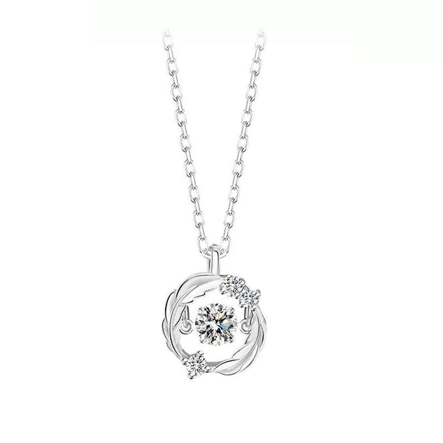 Silver Flash Necklace Feather Beating Heart Moonstone Necklace