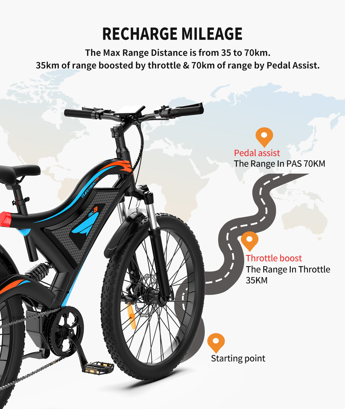 26x2.35 Inch E-Bike  48V 500W Rear Motor  15AH Lithium Battery  Front Suspension &amp; Dual Mechanical Disc Brakes