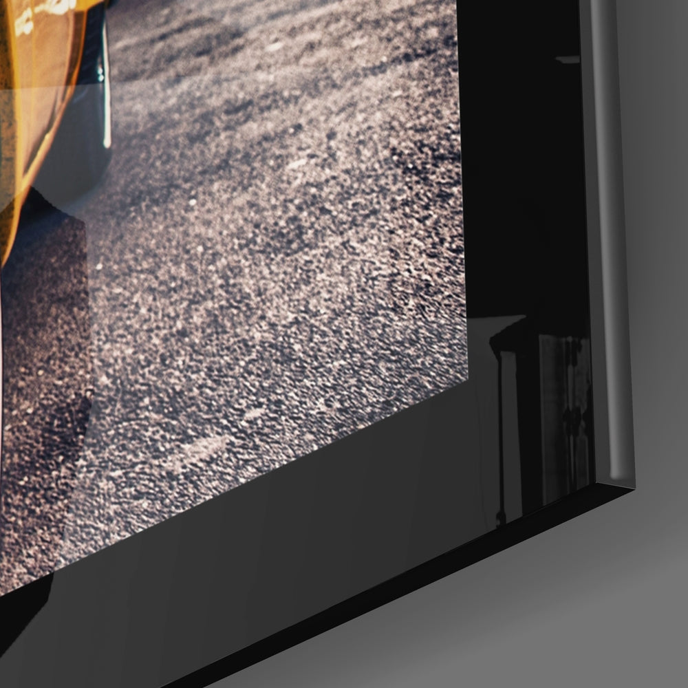 Classical Yellow Car Glass Wall Art