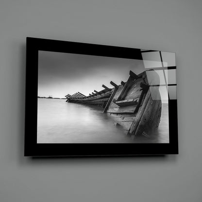 Abandoned Boat Glass Wall Art