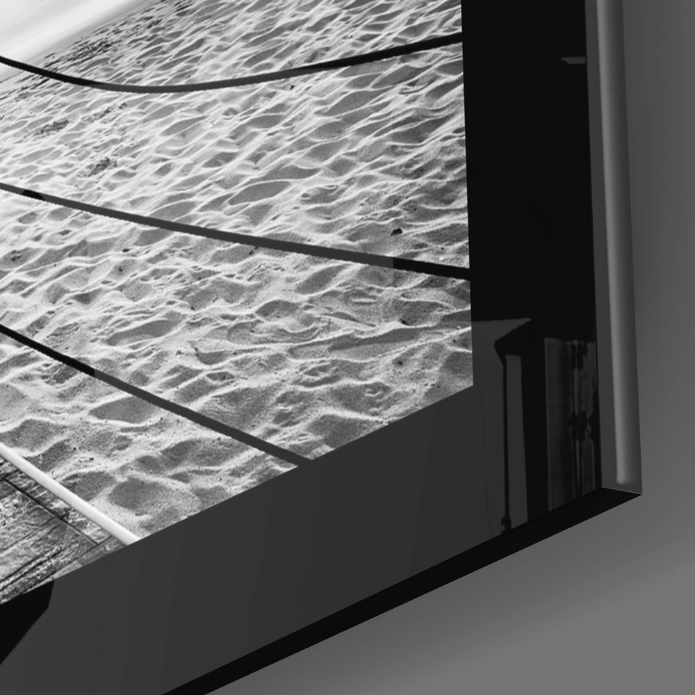 Rope Railing Beach Pier Sunrise Glass Wall Art
