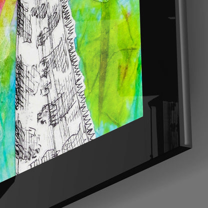 Ink Giraffe Neon Splash Glass Wall Art