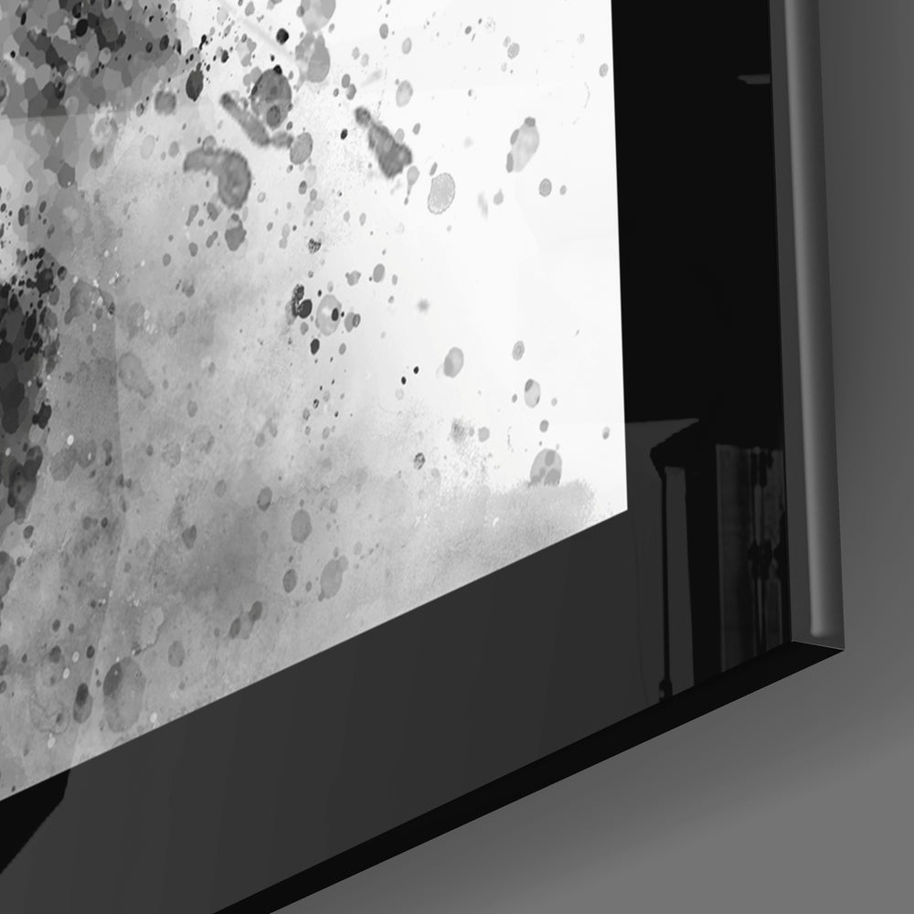 Ink Splatter Wolf Portrait Glass Wall Art