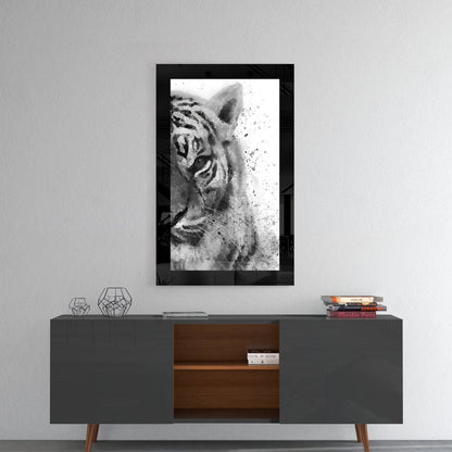 Watercolor Tiger Profile Glass Wall Art